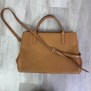 Mark & Graham Caroline Leather Handbag Tote in Camel with Crossbody Strap